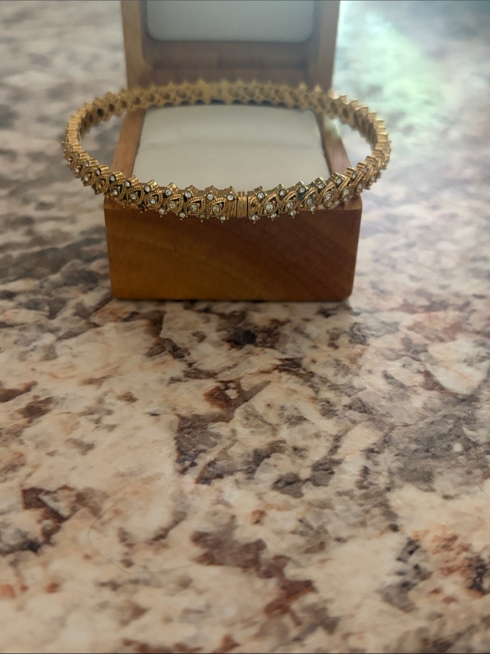 Classic Gold-Tone Crystal Accent Bangle Bracelet